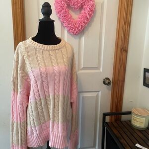 NWOT Forever 21 Pink and Cream Striped Sweater